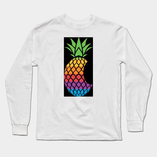 Pineapple Black Long Sleeve T-Shirt by DesignbyDrD